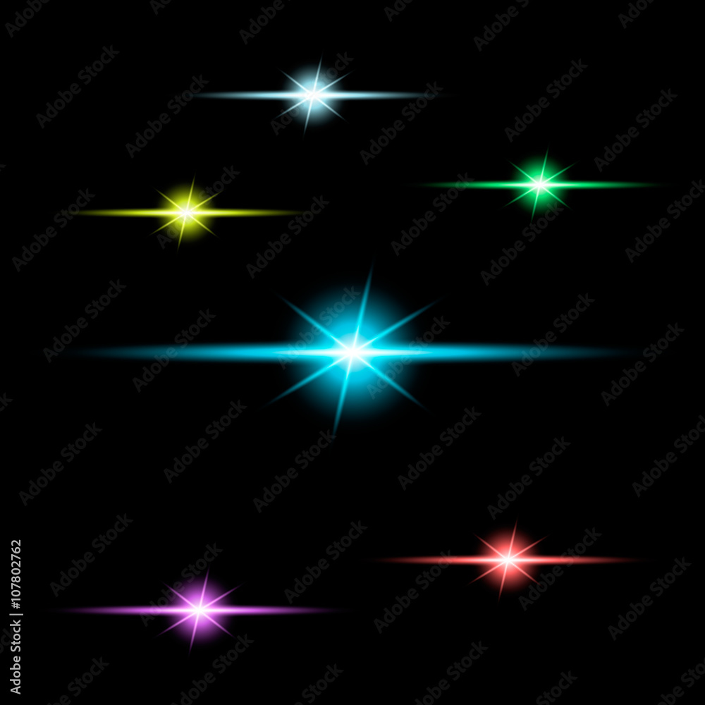 glowing light effect set. Vector illustration. glowing light effect set. Vector illustration.