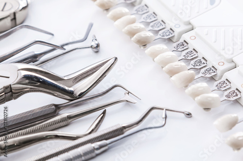 Dental tools and teeth samples