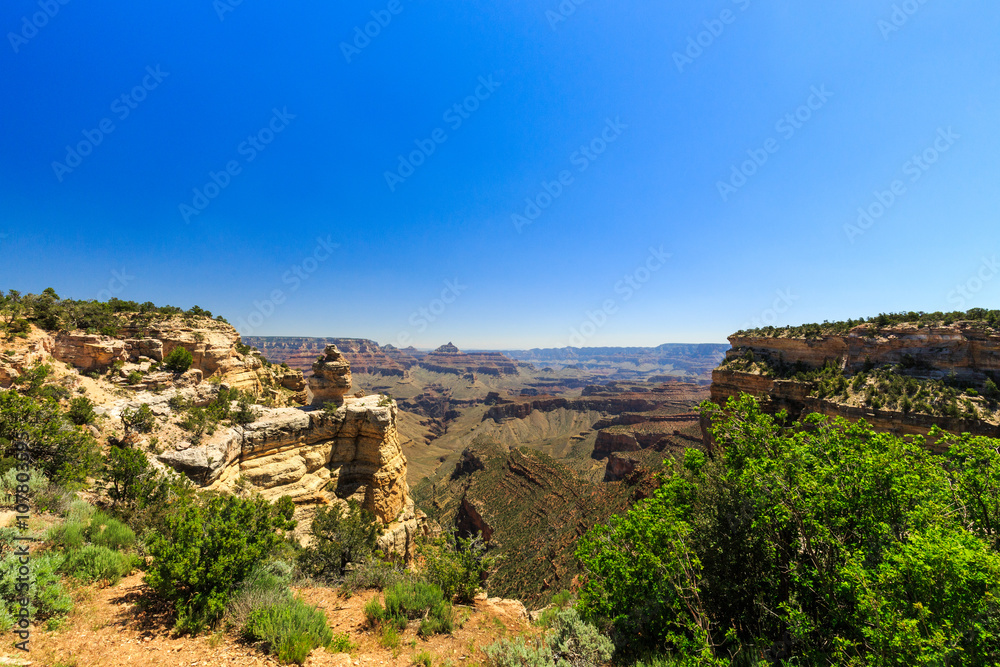 Grand Canyon, south rim,  sunny day with blue sky