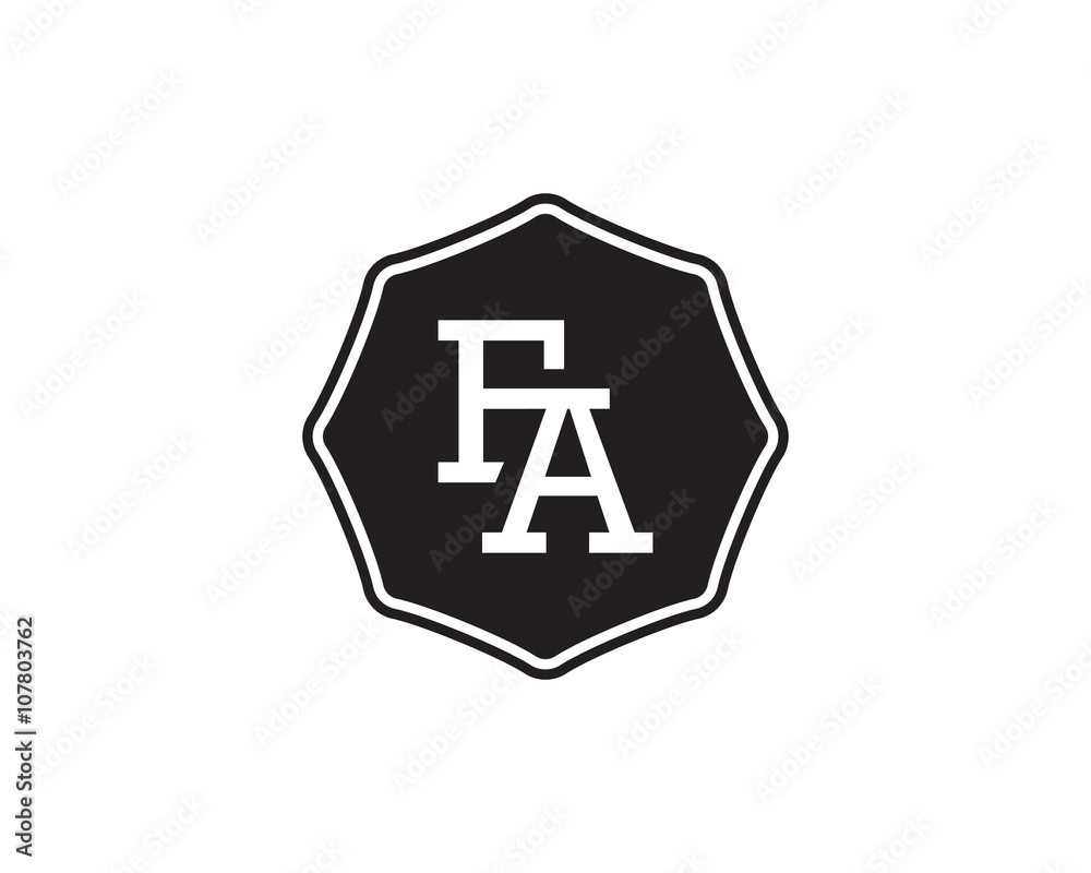 Obraz premium FA retro initial monogram letter logo. vintage label typography.
