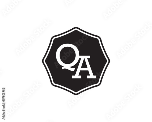 QA retro initial monogram letter logo. vintage label typography.