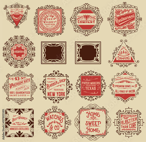 Advertisement designs and labels