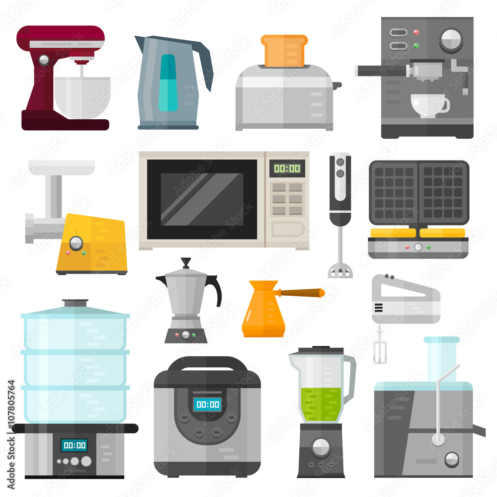 Home electronics appliances elements infographics template concept vector. 