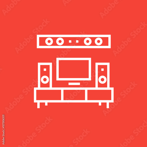 TV flat screen and home theater line icon.