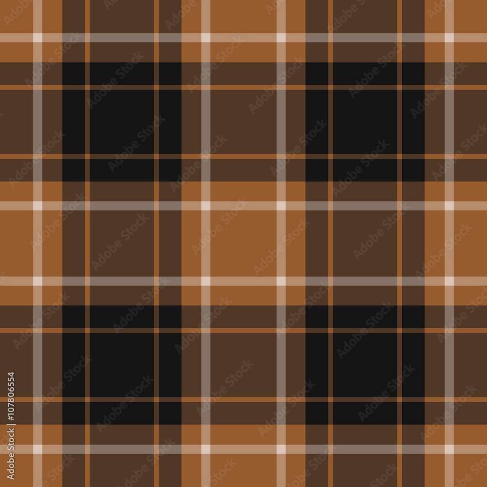 seamless tartan - brown, black and white