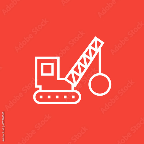 Demolition crane line icon.