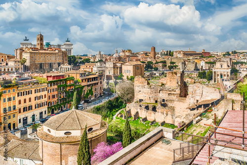Aerial view of Rome city centre from the Palatine Hill