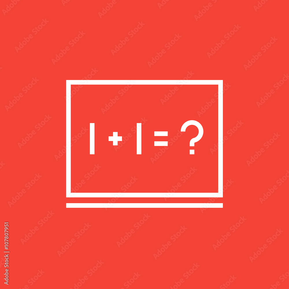 Obraz premium Maths example written on blackboard line icon.