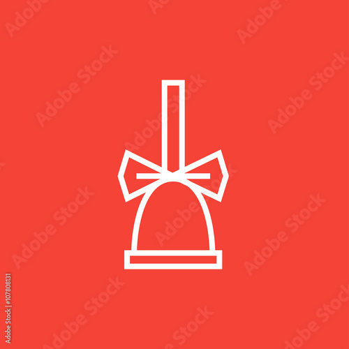 School bell with ribbon line icon.