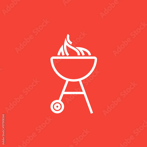 Kettle barbecue grill line icon.