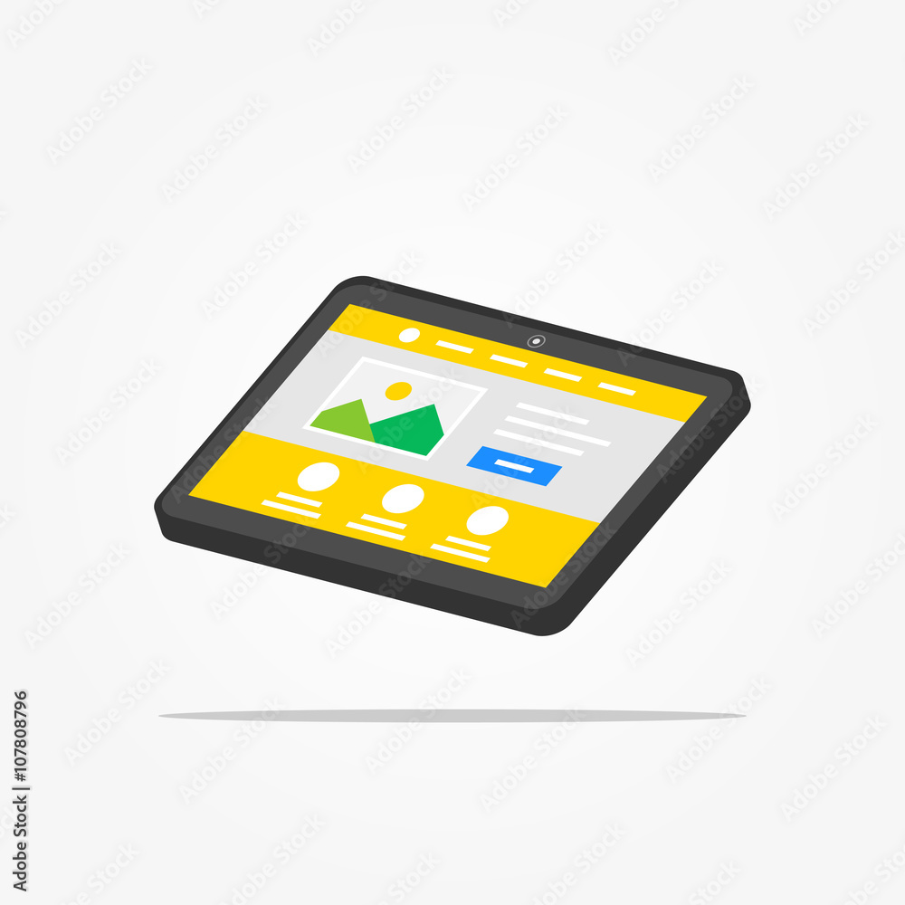Landing page tablet 3D vector illustration. Responsive (adaptive) web design technology 3D creative concept. Isolated user interface landing page isometric graphic design.
Landing page tablet 3D vector illustration. Responsive (adaptive) web design technology 3D creative concept. Isolated user interface landing page isometric graphic design.