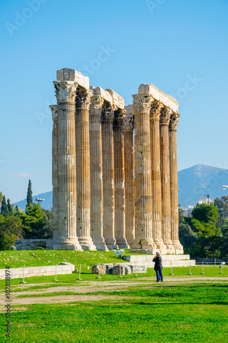 Temple of the Olympian Zeus and the Acropolis in Athens, Greece photo