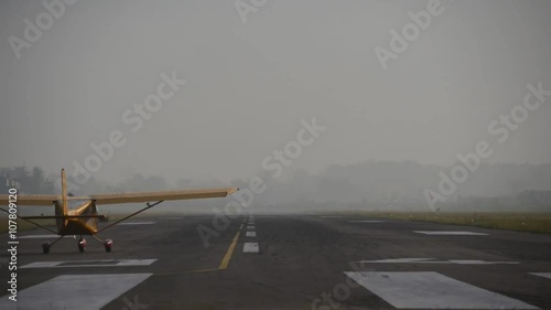 Takeoff of small airplane