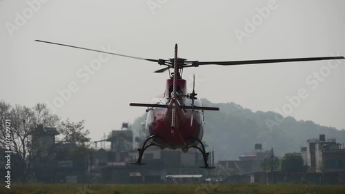 Take off of a small helicopter from the ground
