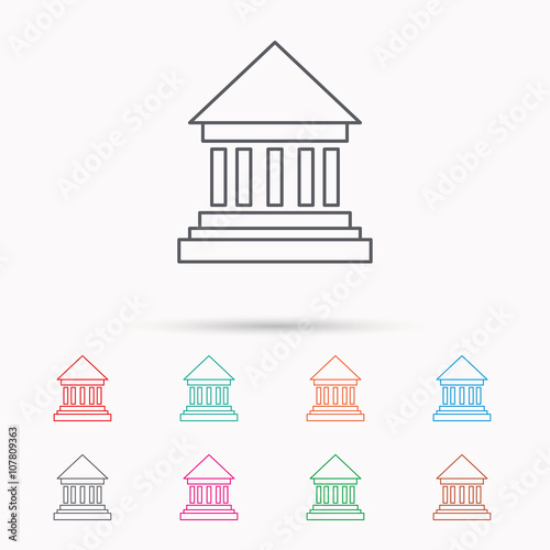 Bank icon. Court house sign.