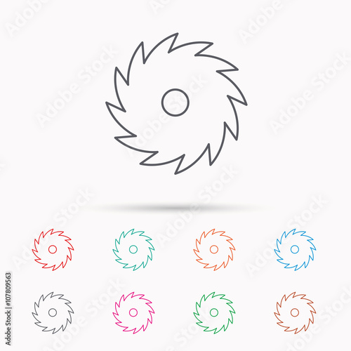 Circular saw icon. Cutting disk sign.