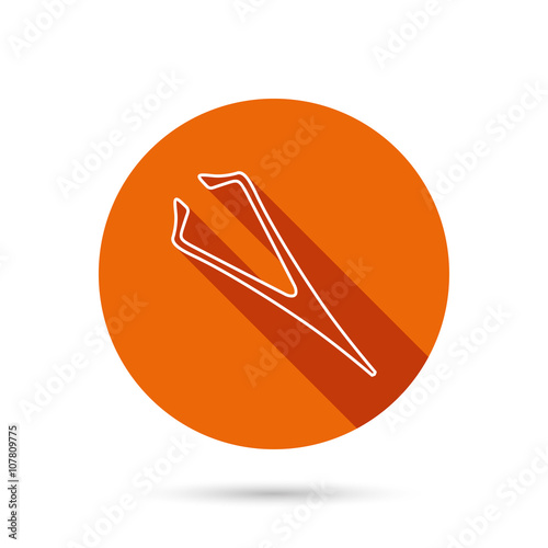 Eyebrow tweezers icon. Cosmetic equipment sign.