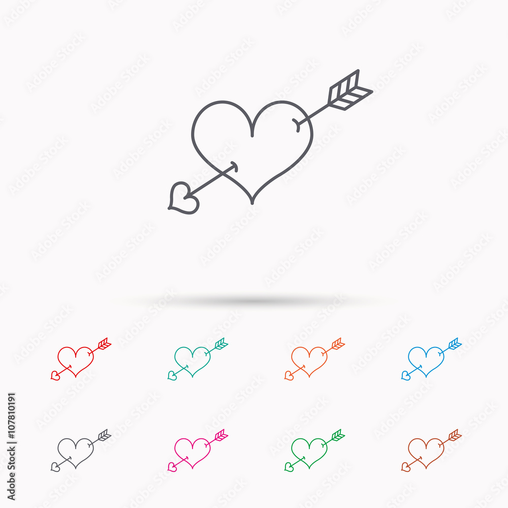 Love heart icon. Amour arrow sign.