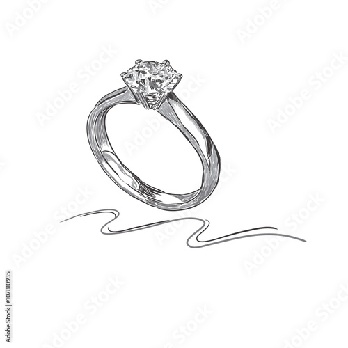 wedding ring, sketch, vector illustration