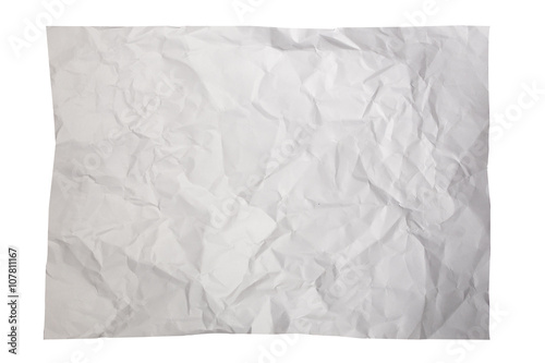 piece of Crumpled note paper on white background