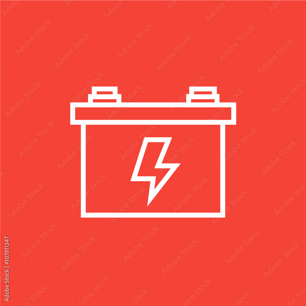 Car battery line icon.