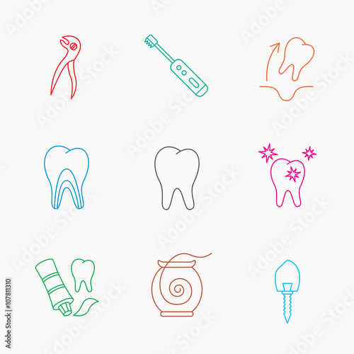 Tooth extraction, electric toothbrush icons.