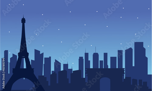 View of eiffel tower silhouette
