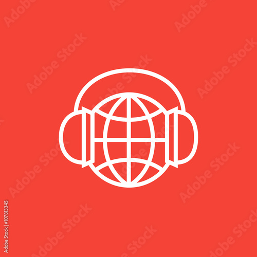 Wallpaper Mural Globe in headphones line icon. Torontodigital.ca