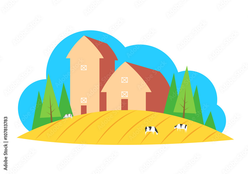 illustration farm, vector