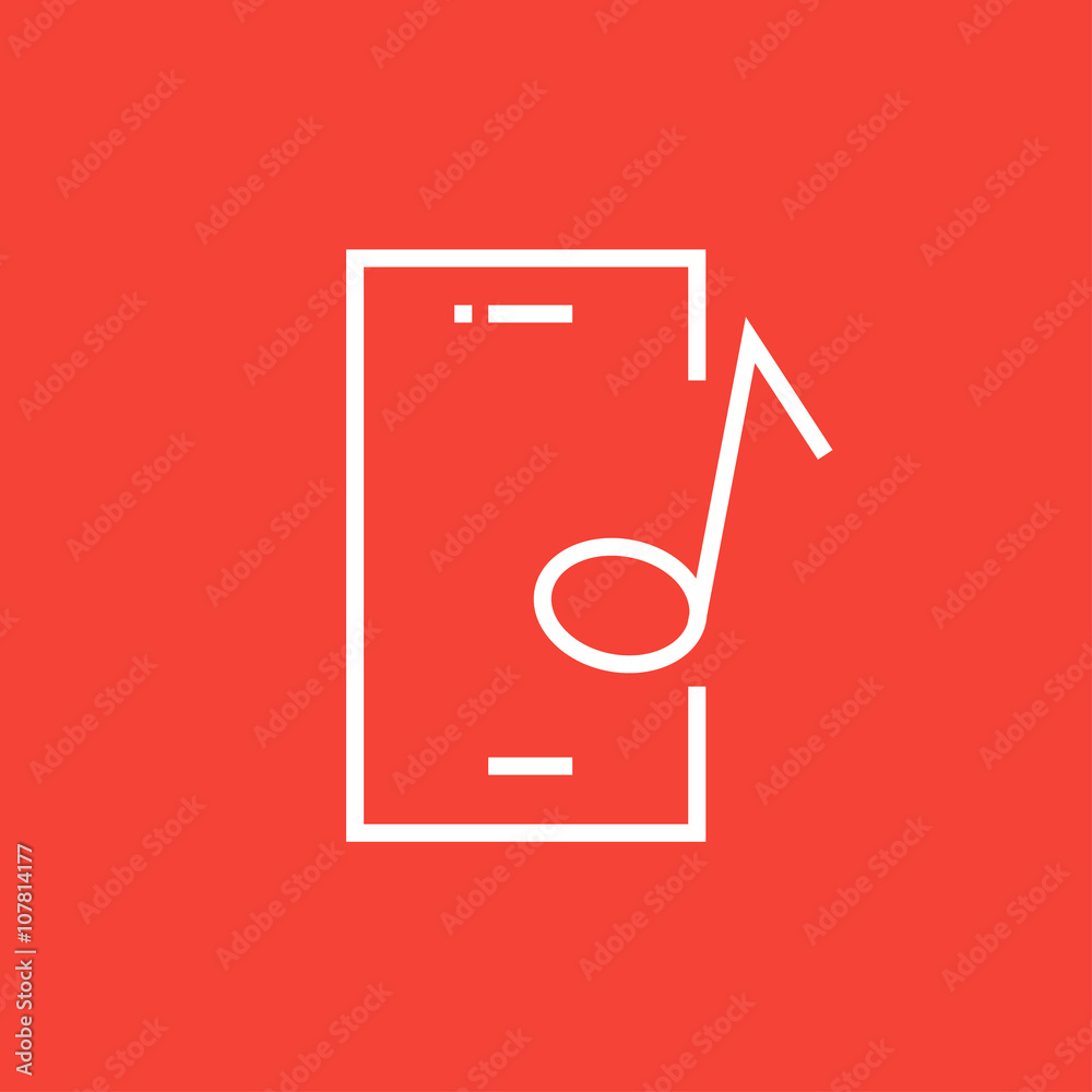 Phone with musical note line icon. Phone with musical note line icon.