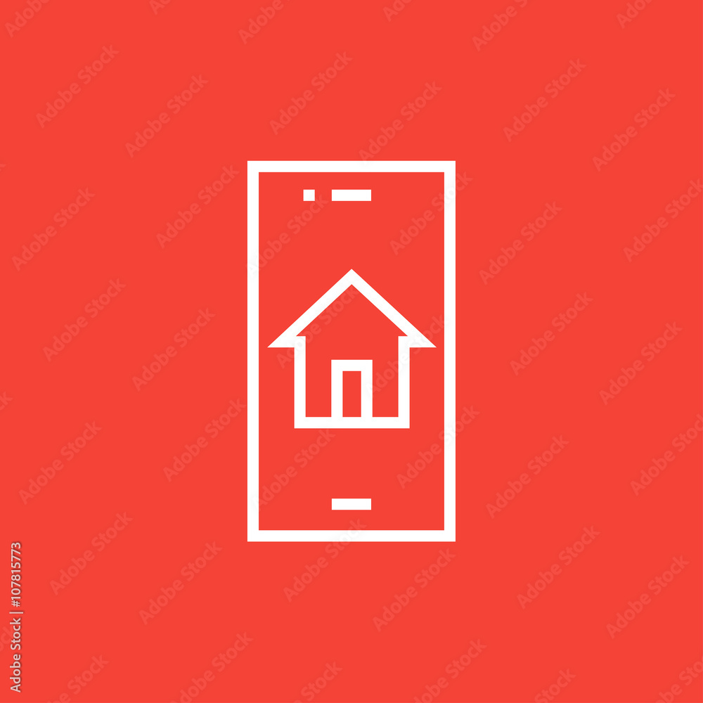 Property search on mobile device line icon. Property search on mobile device line icon.