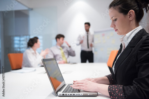 young business woman on meeting using laptop computer