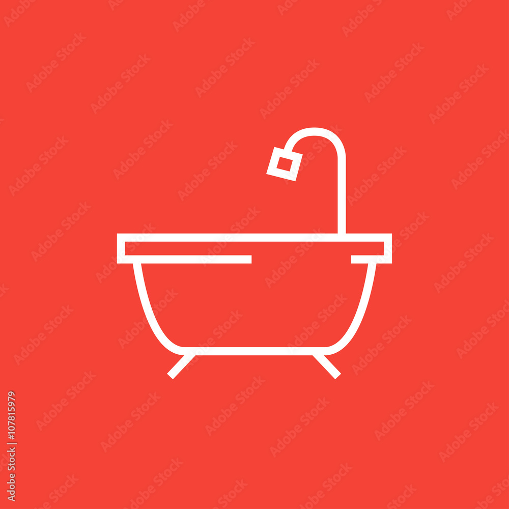 Bathtub with shower line icon. Bathtub with shower line icon.