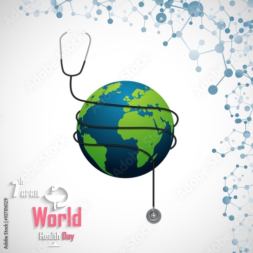 World health day concept with DNA and globe photo