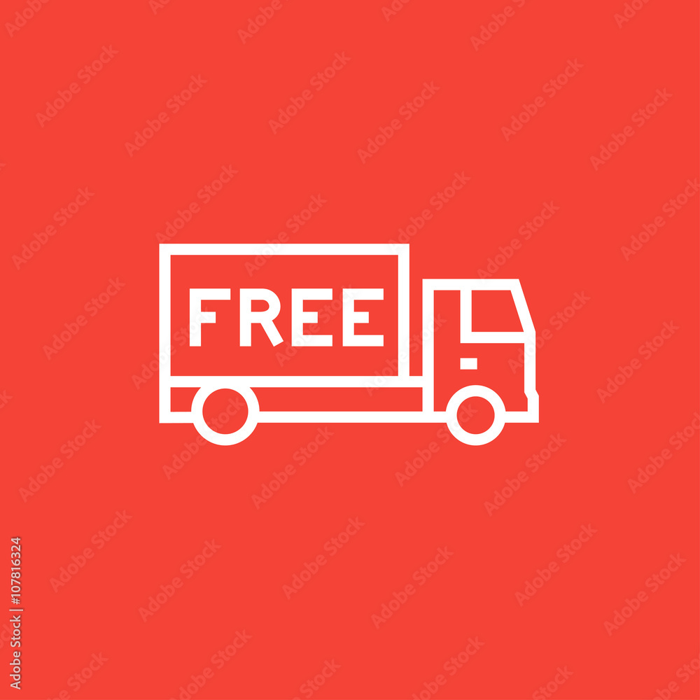 Free delivery truck line icon. Free delivery truck line icon.