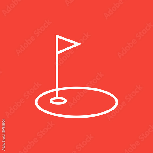 Golf hole with flag line icon.