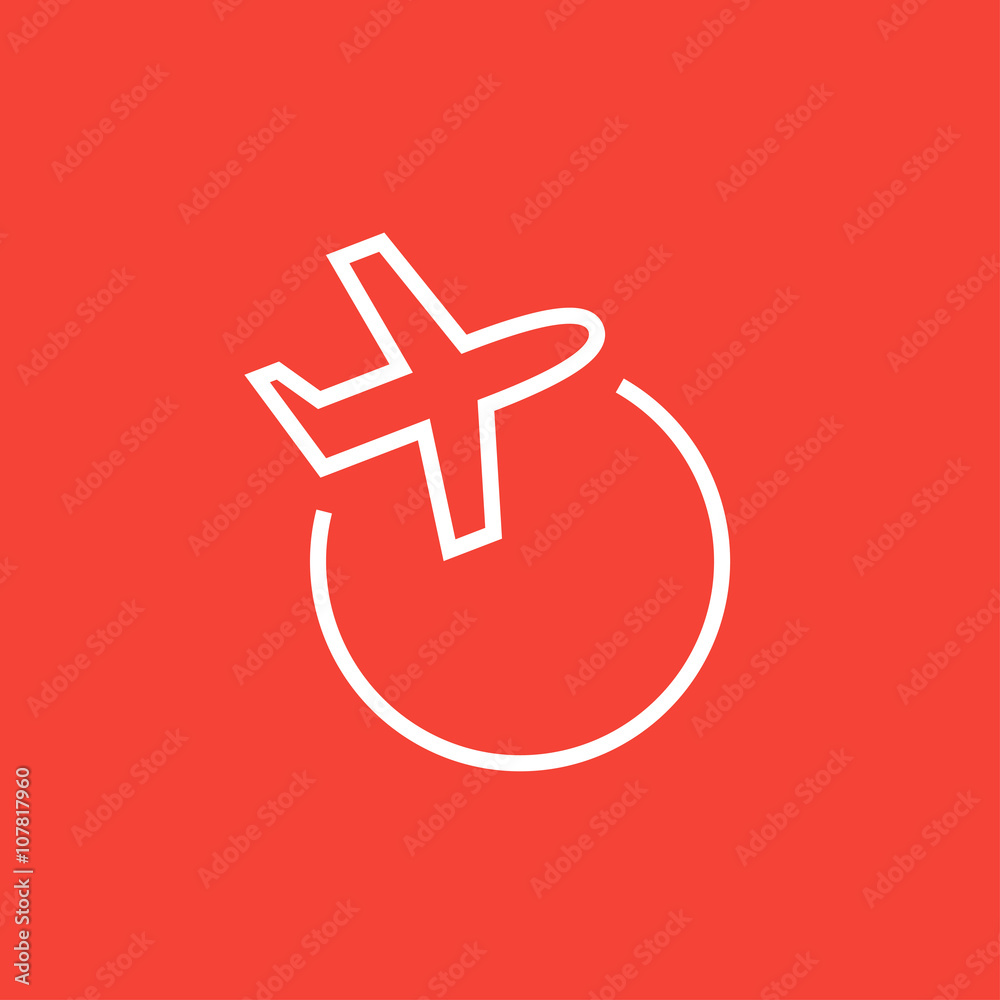 Obraz premium Travel by plane line icon.
