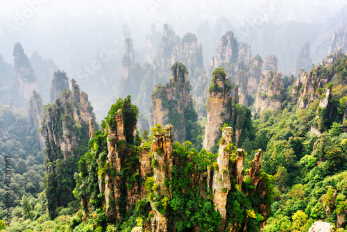 Top view of natural quartz sandstone pillars (Avatar Mountains) photo