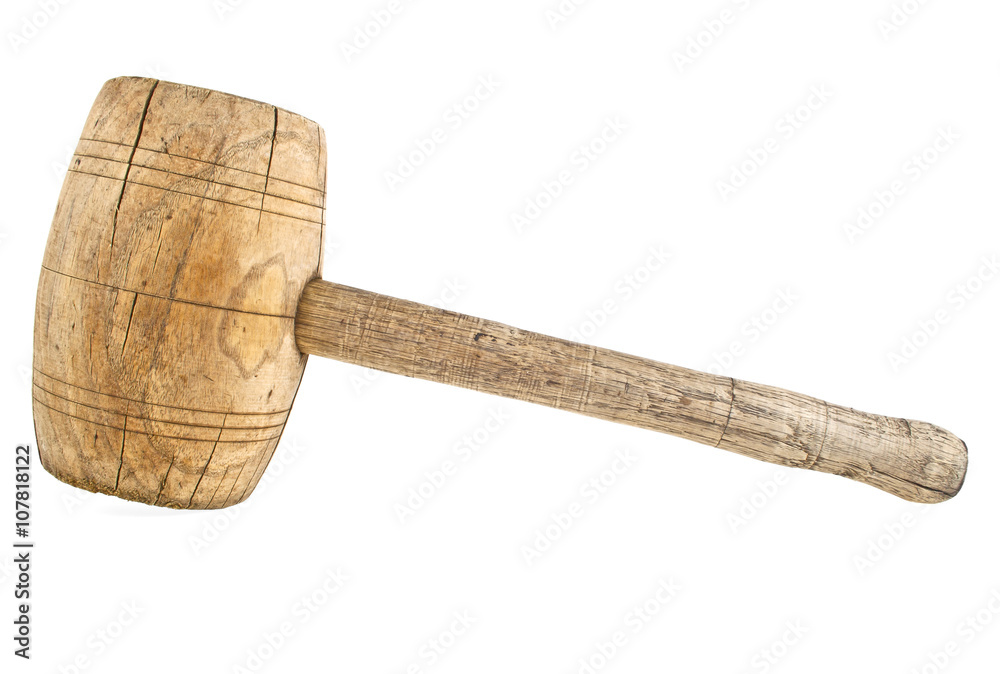 Ταπετσαρία Vintage wooden mallet isolated on a white background