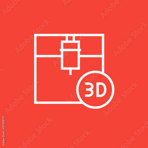 Tree D printing line icon.