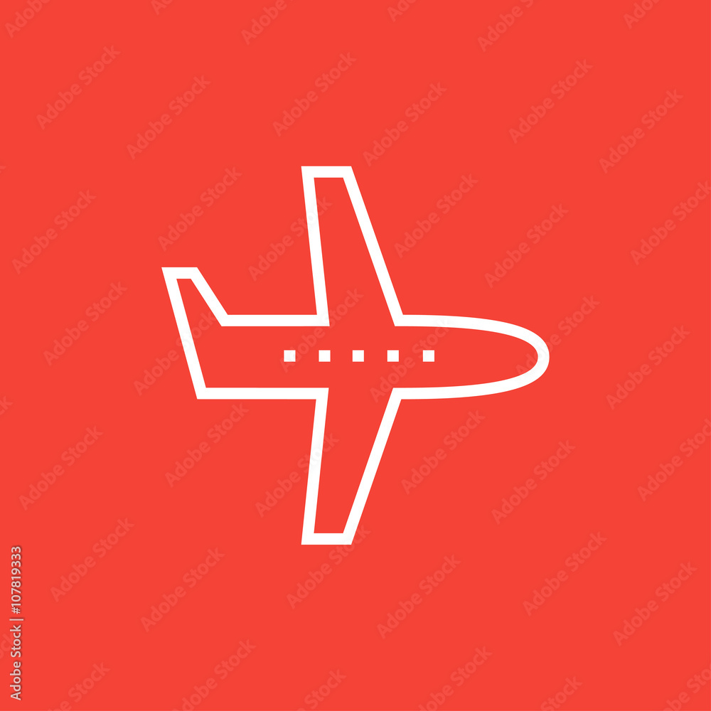 Fototapeta premium Flying airplane line icon.