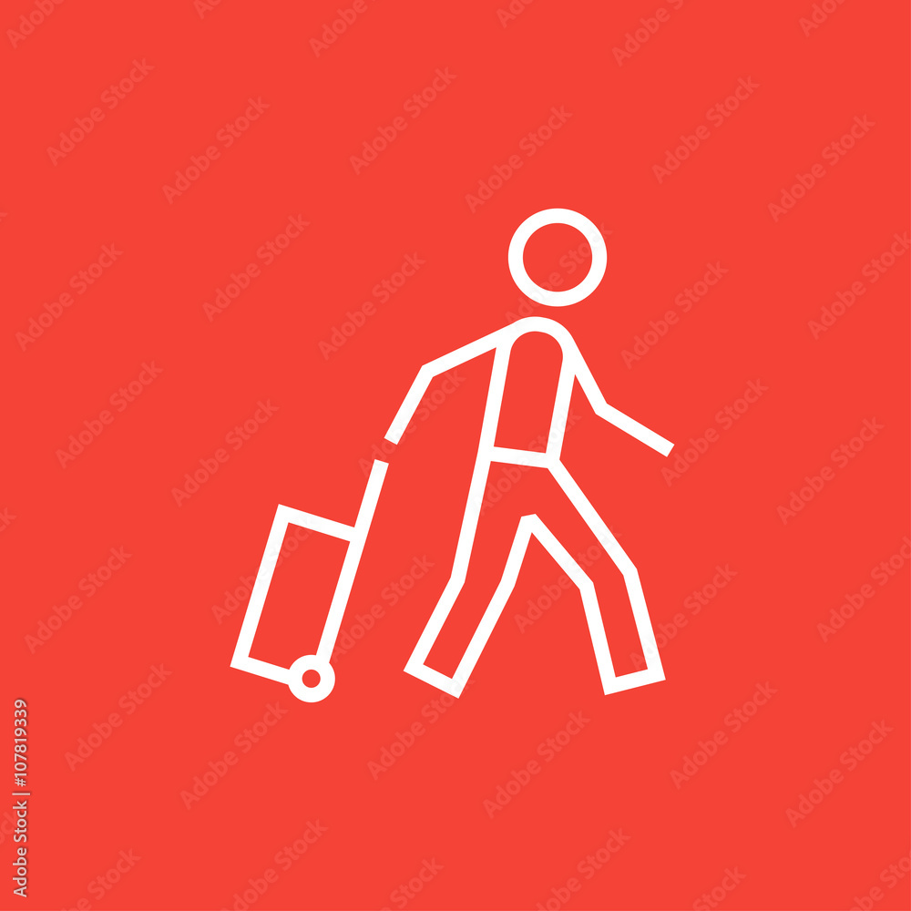 Man with suitcase line icon. Man with suitcase line icon.