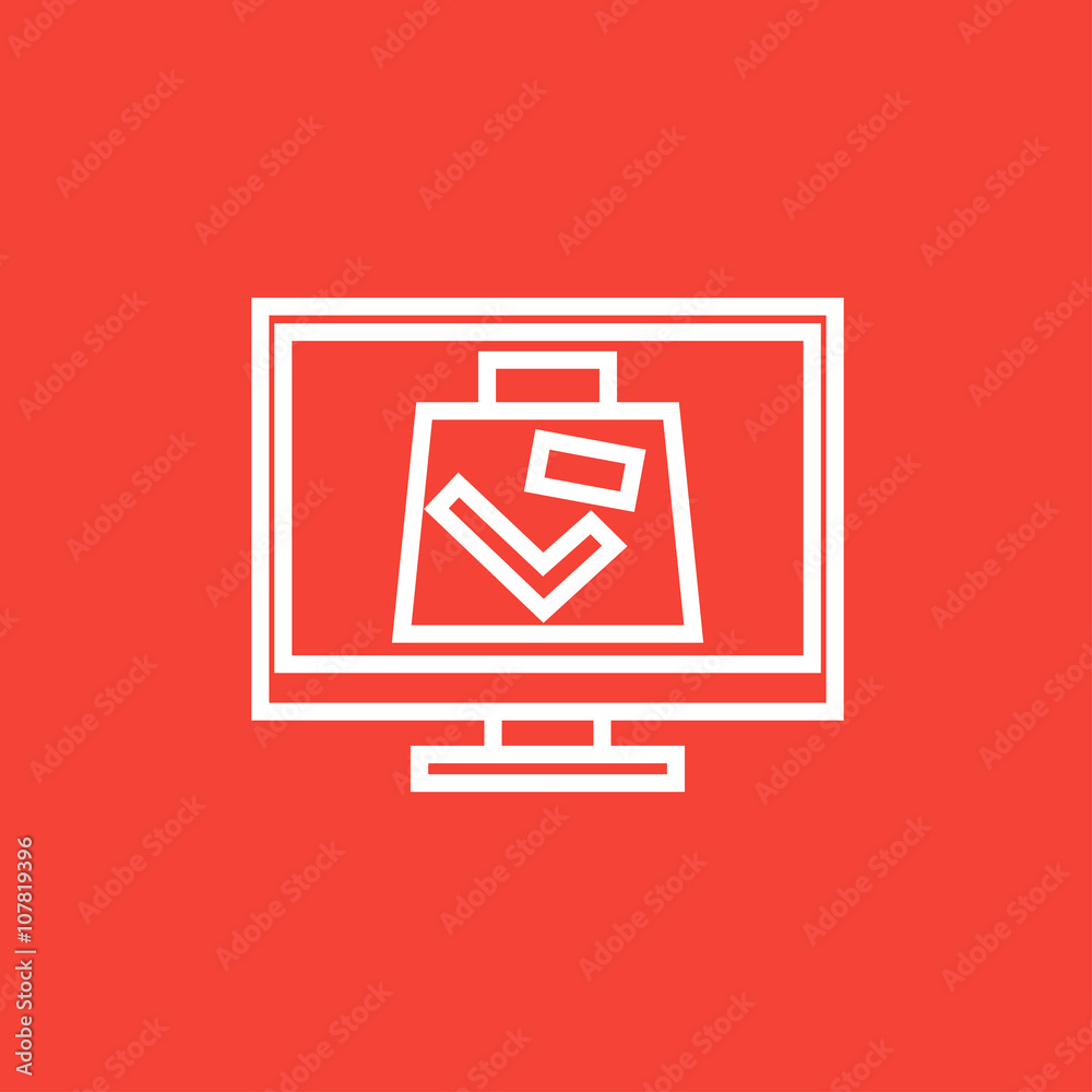 Suitcase at x-ray airport scanner line icon. Suitcase at x-ray airport scanner line icon.