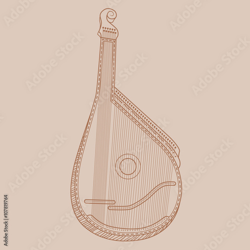 musical instrument bandura outline on a beige background