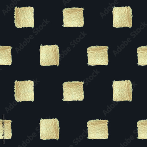 Square background. Golden paint. Seamless pattern.