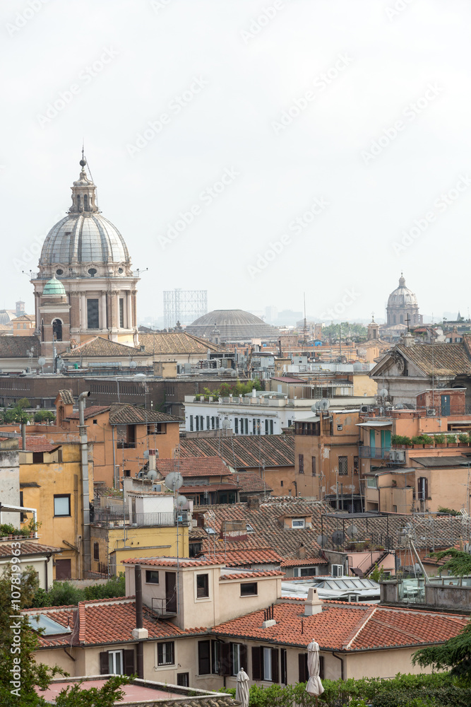 the panorama of historic districts of Rome seen from the Pincio terrace