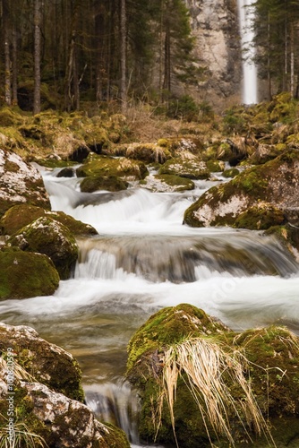 Fototapeta Naklejka Na Ścianę i Meble -  Cascading creek with waterfall, Leuenfall,Switzerland