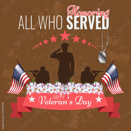 Veterans day background. Vector Veteran greeting card. 