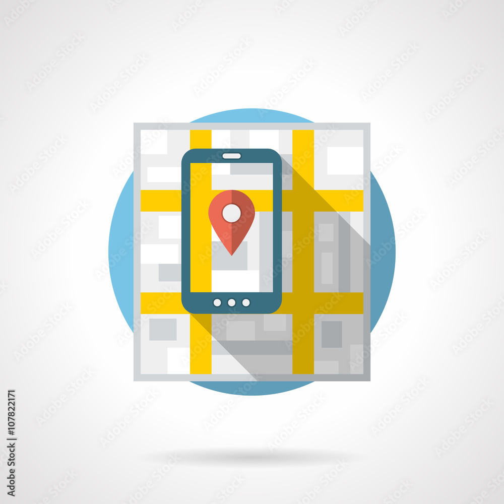 Mobile navigation detailed flat color icon Mobile navigation detailed flat color icon