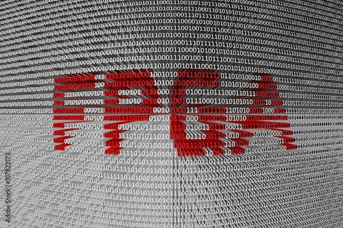 FPGA in the form of binary code, 3D illustration photo